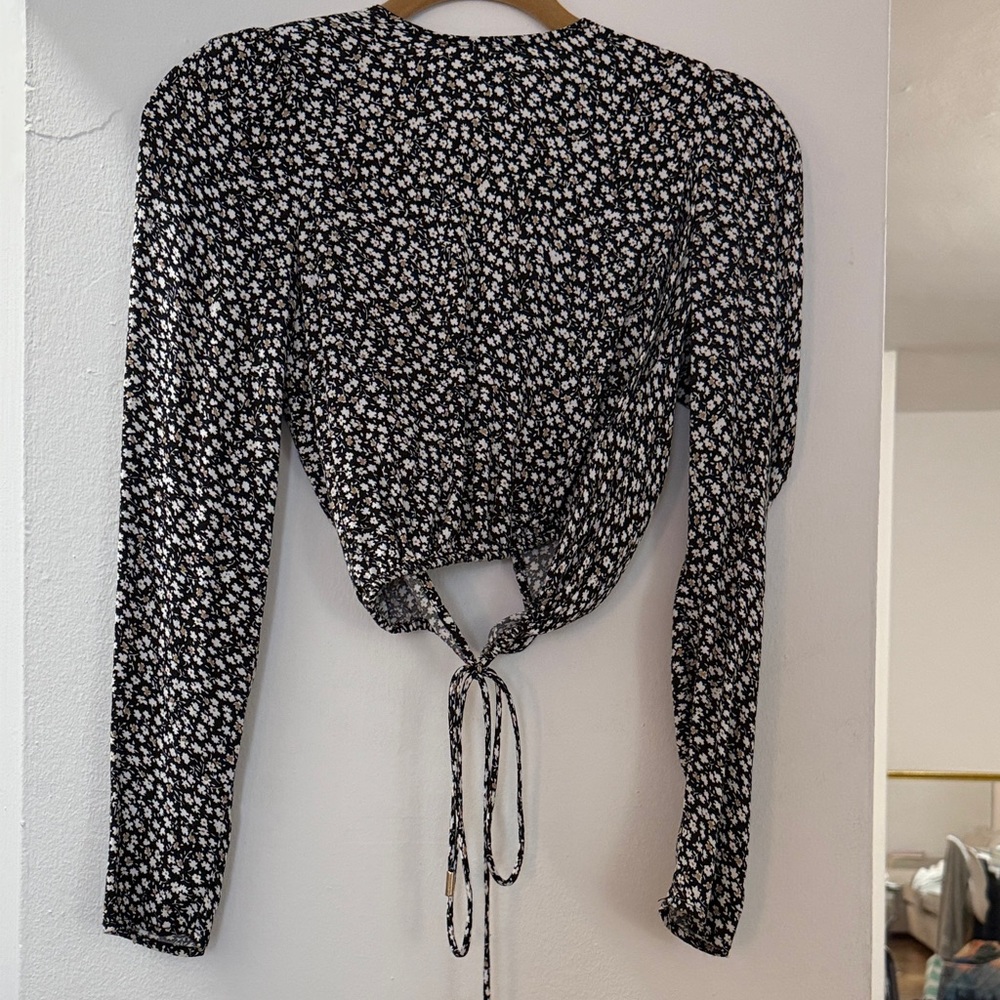 AFRM Floral Long Sleeve Tie-Back Top Size Small